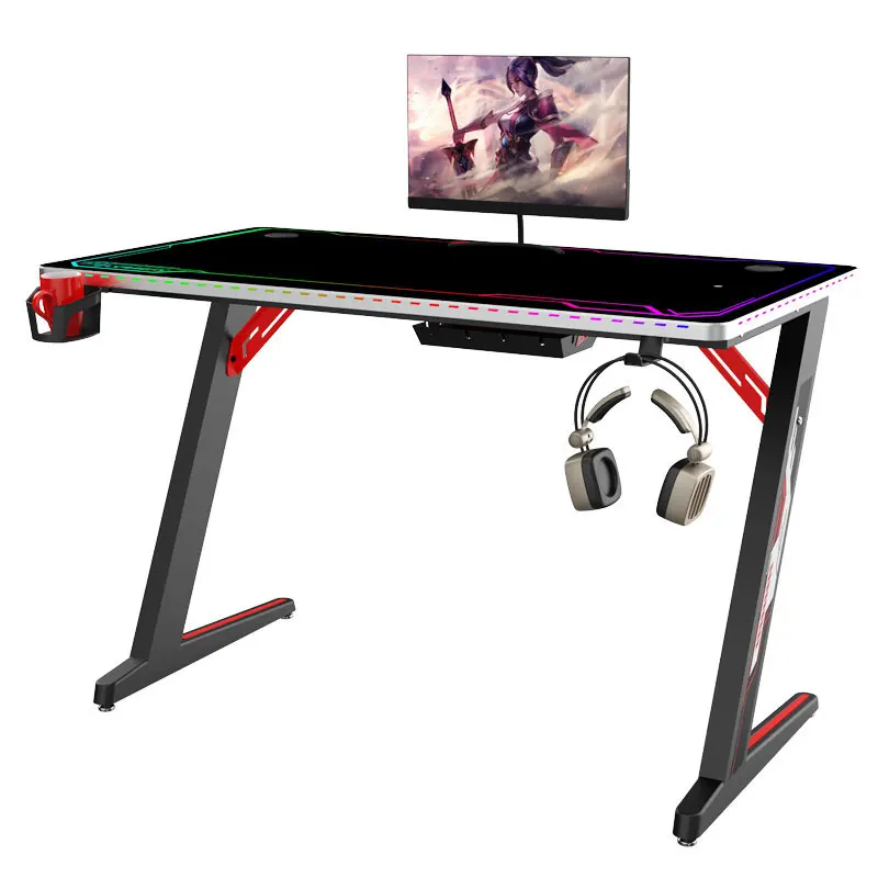 Easy Assemble Cheap Multifunctional Computer Desk Pc Gaming Table With Led