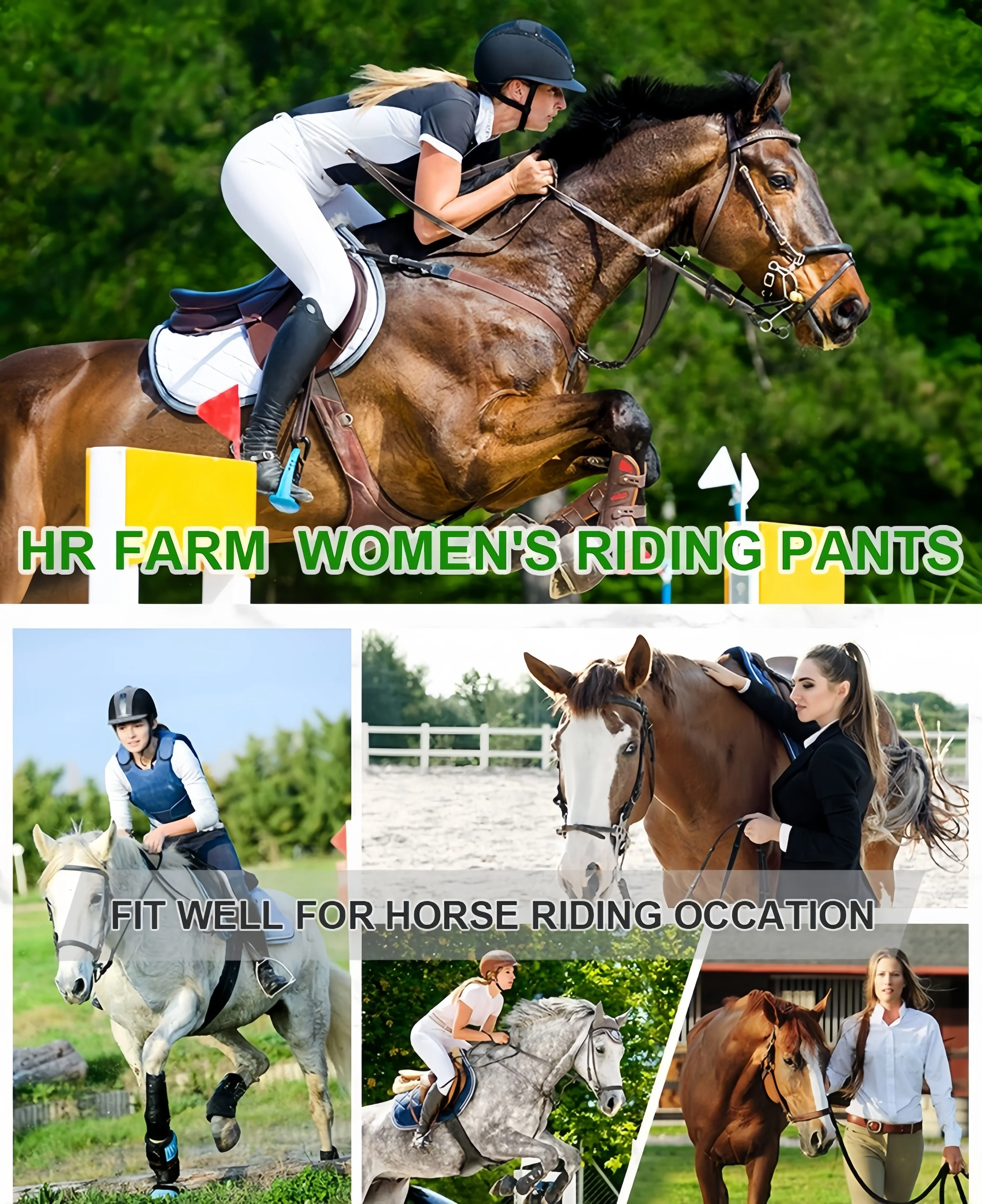 Women's Horse Riding Pants Zipper Pockets Silicone Fullseat Breeches