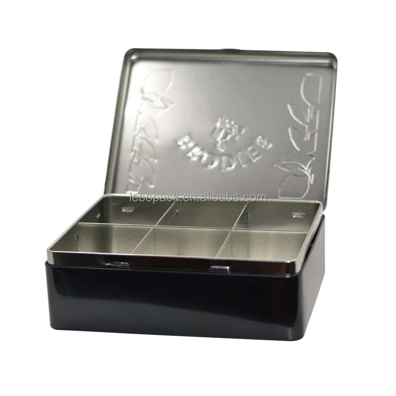 Customized Rectangle Food Grade Divided Tin Box Assorted Biscuit Cookie Storage Metal Tin Container