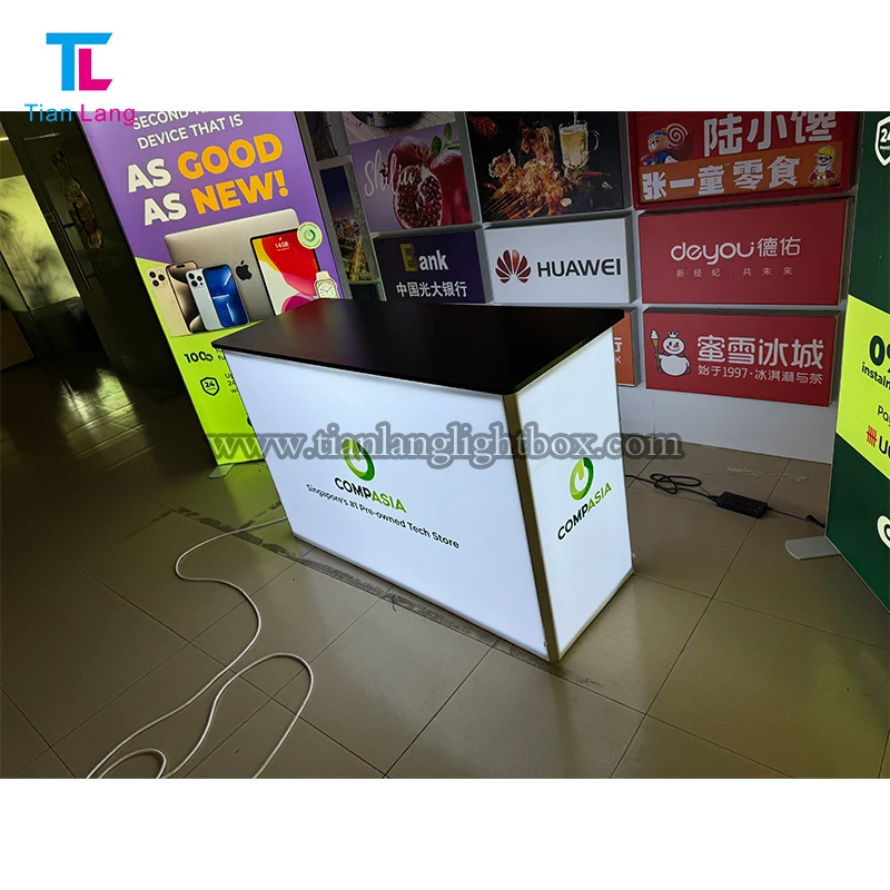 High quality modular aluminum frame advertising SEG display LED portable reusable advertising Trade show light box counter