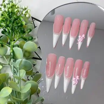 Top quality extra long almond designer nail tips wholesale luxury press on nails