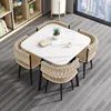 [1 mesa 4 sillas placa de roca] mesa cuadrada - tela de terciopelo beige