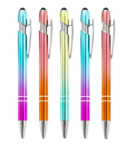 Customized Logo Marketing Product Handwriting Pen Gradient Rainbow Aluminum Touch Ballpoint Pen Hot Advertising Gift