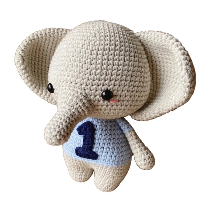 New Design Adorable Super Soft Stuffed Crocheted Elephant Amigurumi Crochet Elephant Dolls for Kids