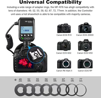GODOX Macro Ring Flash for Canon MF-R76C TTL/M Mode CCT 5900K 76Ws 2.4G Wireless Control 550 Full-Power Flashes 0.1-1s Recycle product image