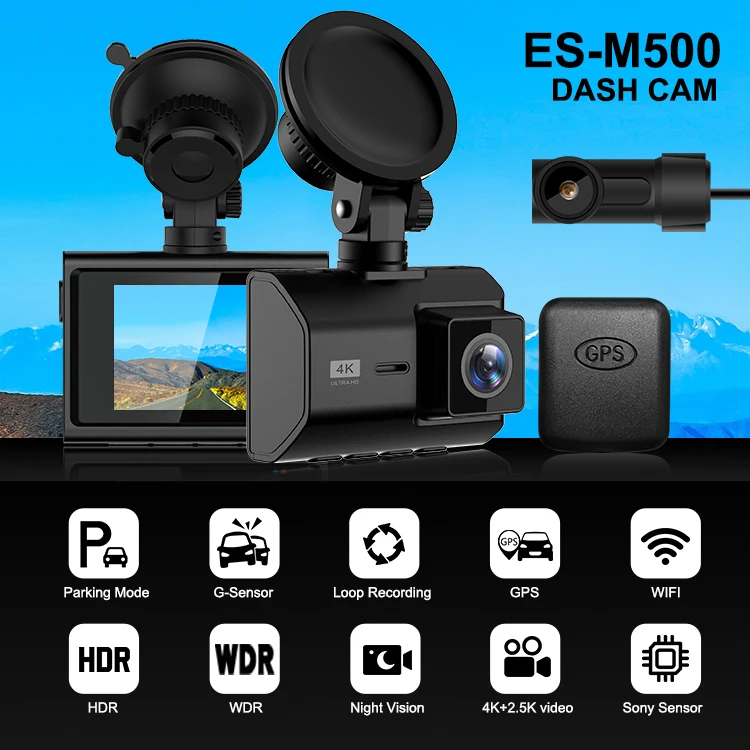 Dual 2 Channel Night Vision Recorder Parking External Gps Wifi Dashcam ...