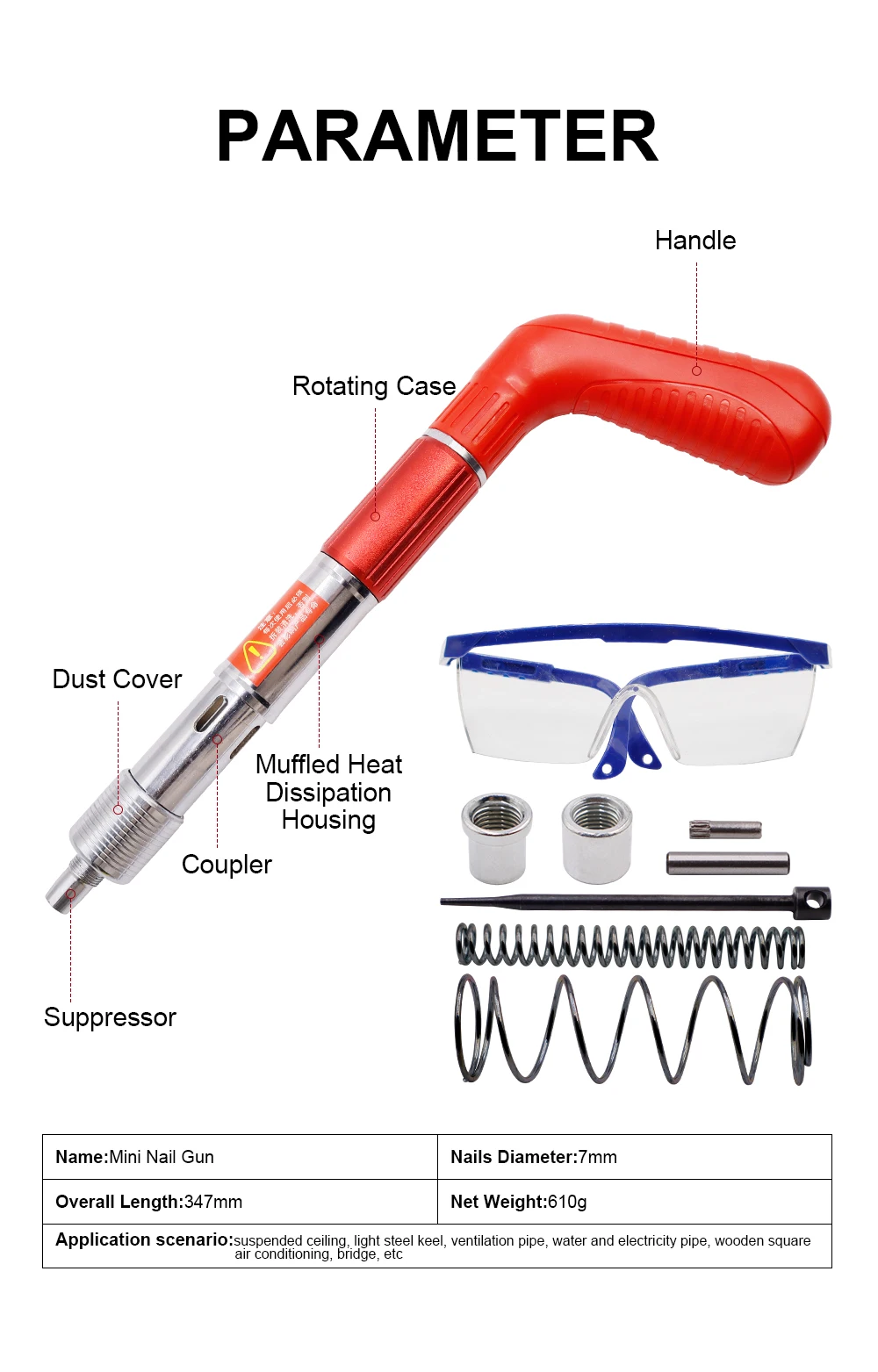 Manual Concrete Nail Gun Cartridge Mini Ceiling Gun - Buy Nail Gun For ...