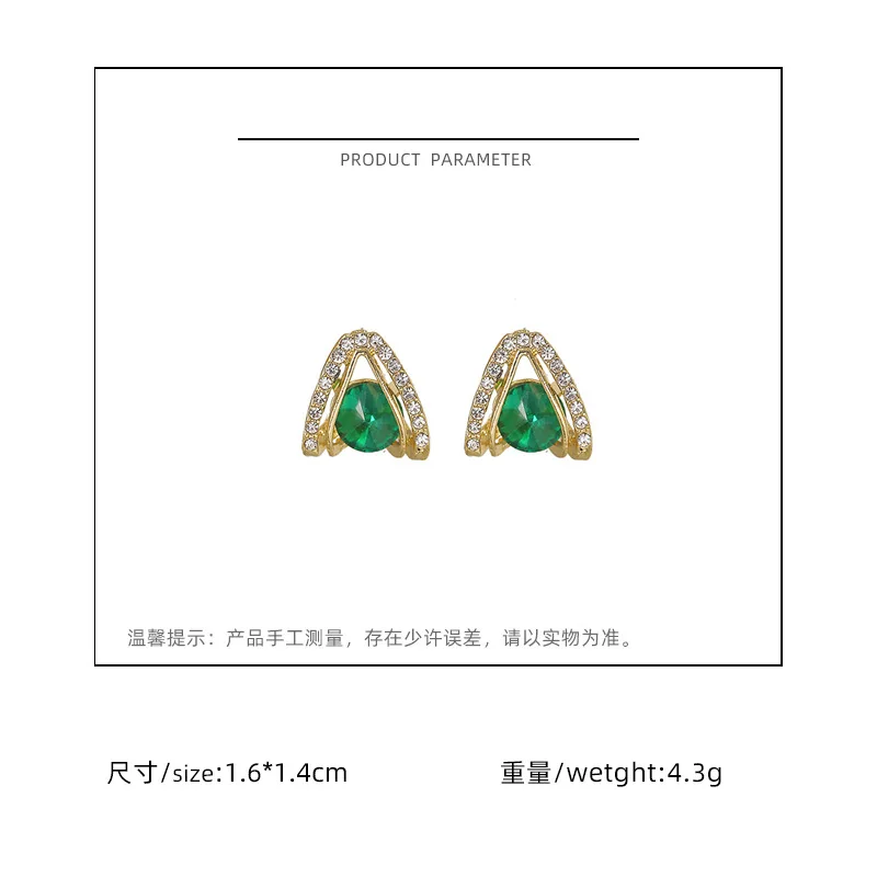 LY6055 Wholesale Korean Style Geometric Triangle Emerald Earrings for Women Earrings Fashion Jewelry for Women
