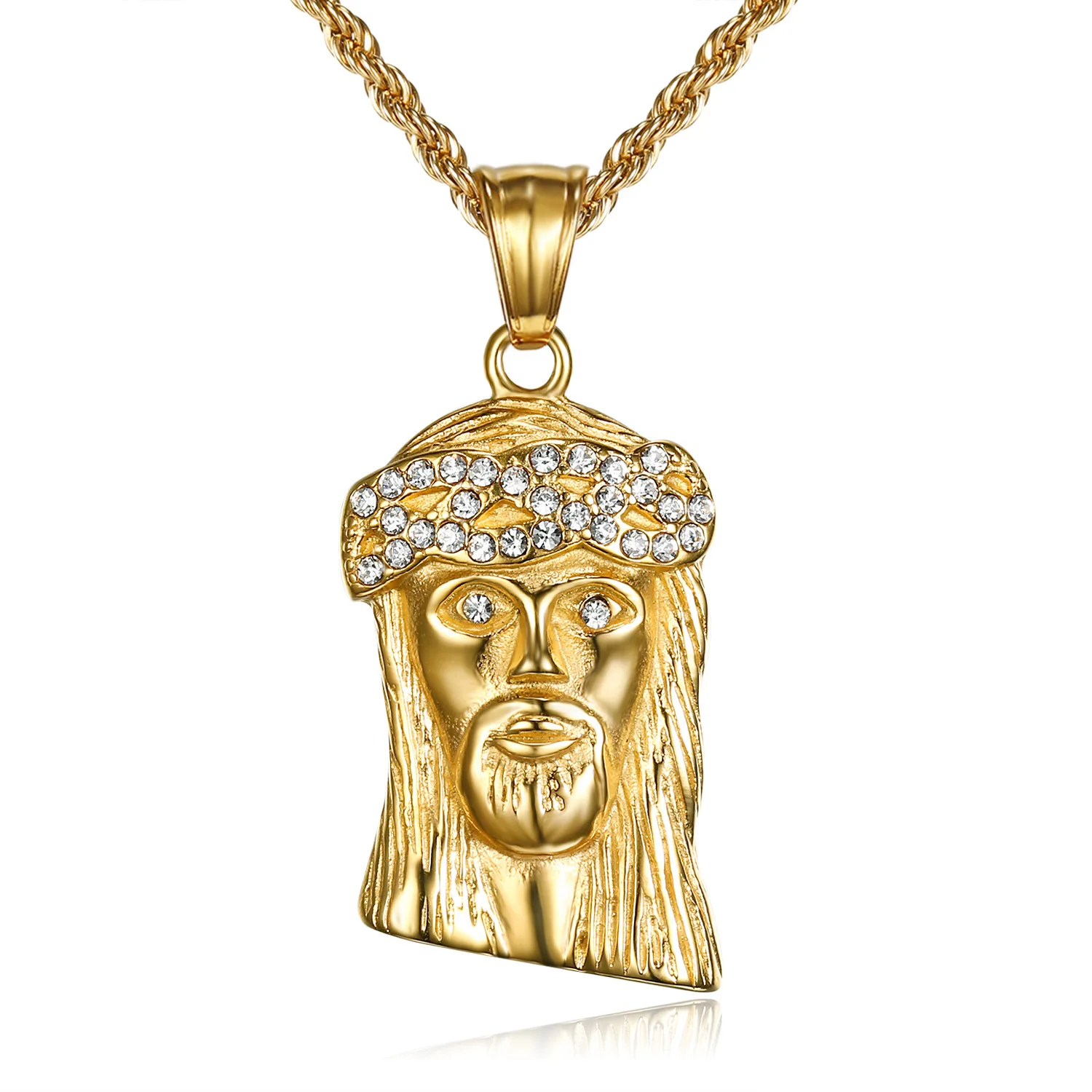 Iced Out Crystal Cross Pendant Jesus Religious Hip Hop Necklace Chain Christ NEW 