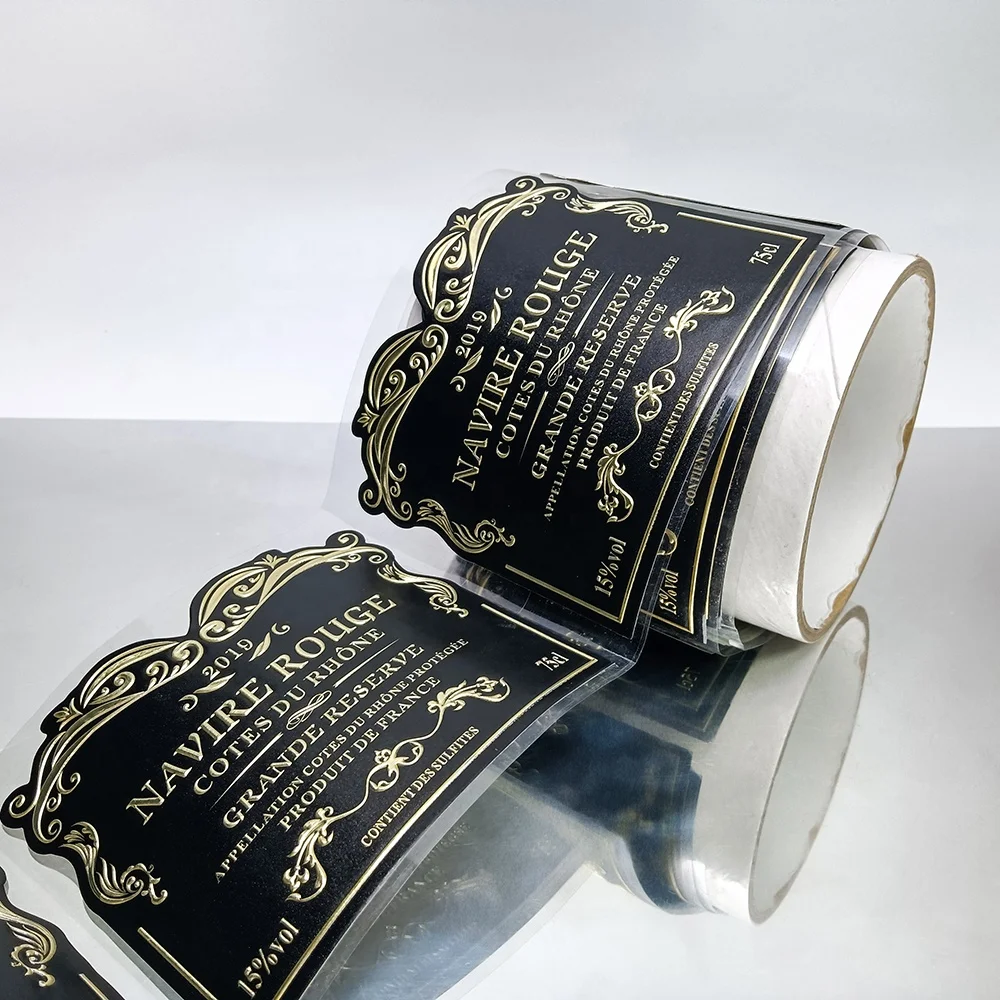 UV Silk Screen Offset Stamping Foil Etc Professional Design Customer logo Gold Black Parfum Fragrance Glass Bottle Printed Label