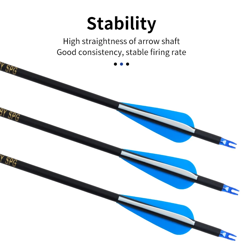 SPG Hunting 7.8mm Mixed Carbon Arrow Shafts 30 Inch Spine 500 Archery Recurve Bow Shooting Fishing Replacement Fiber Rod