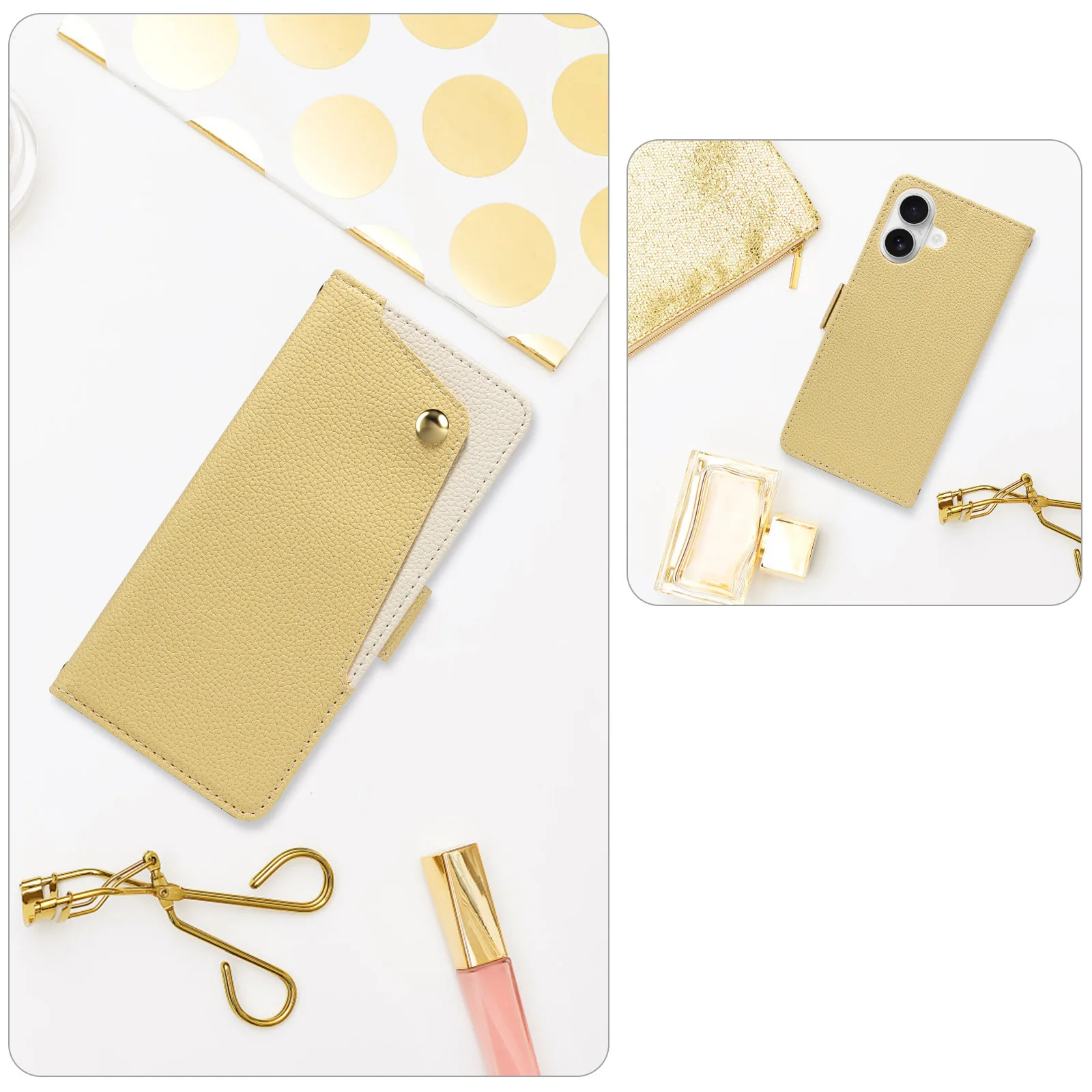 Luxury PU Leather Phone Case with Mirror for Samsung & iPhone