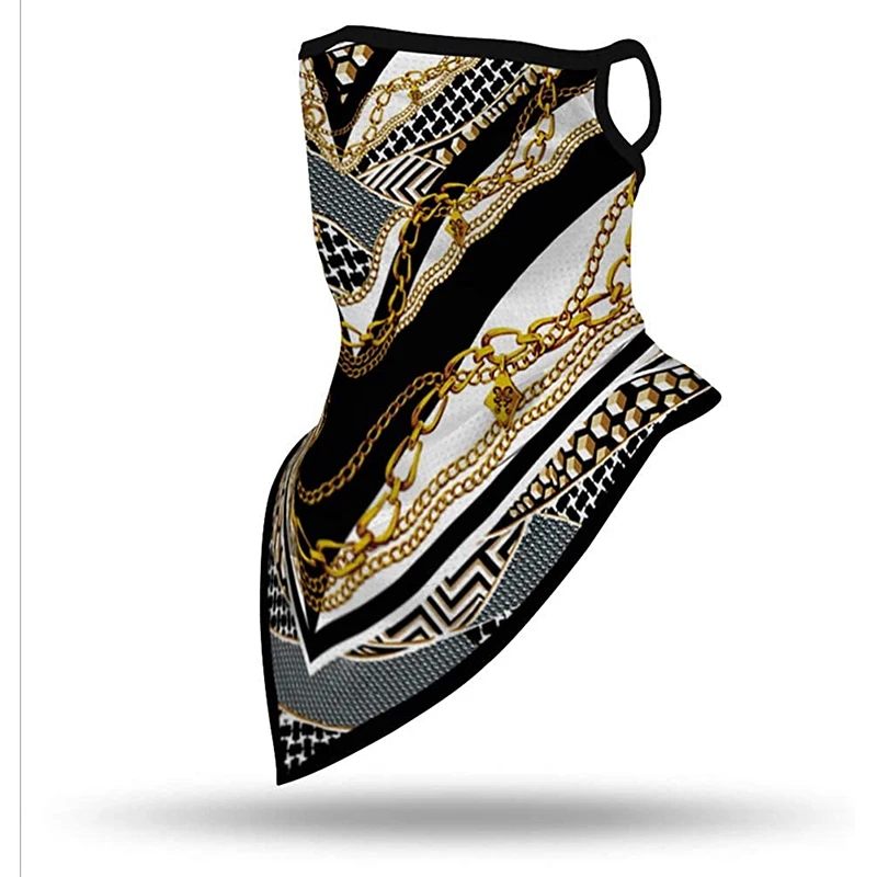 Дышащая бандана унисекс с ушной петлей для лица, летние банданы, спортивные головные уборы с принтом, бандана, квадратная черная бандана