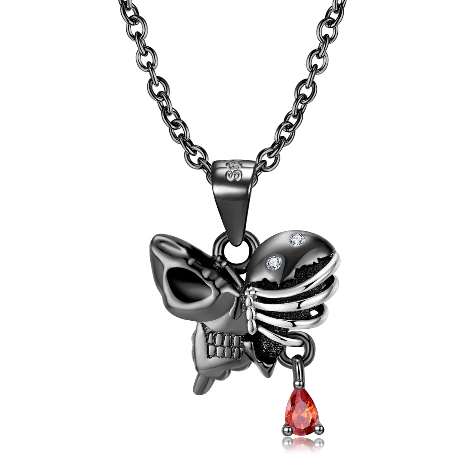 OGULEE PNC0052 Jewelry Set, Rib Cage Butterfly Skull