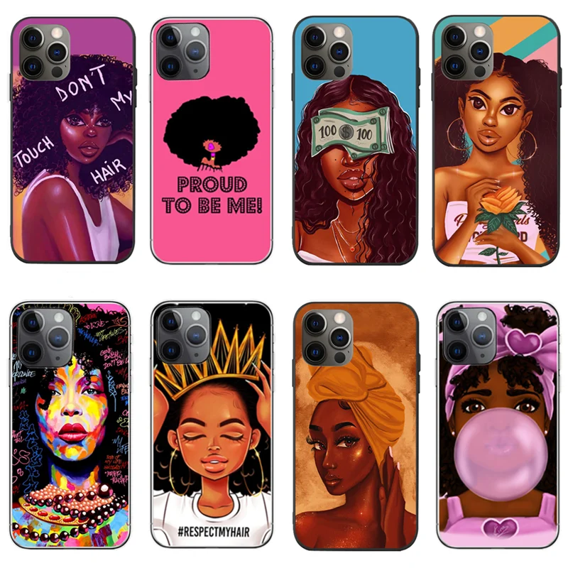 Black Girl Phone Case Melanin Poppin Black Girl Queen For Iphone 14 14pro 14 Max Case Se2 Se3 7 8 8plus X Xr Xs Max Tpu Cases Buy Poppin Melanin Black Girl Fashion