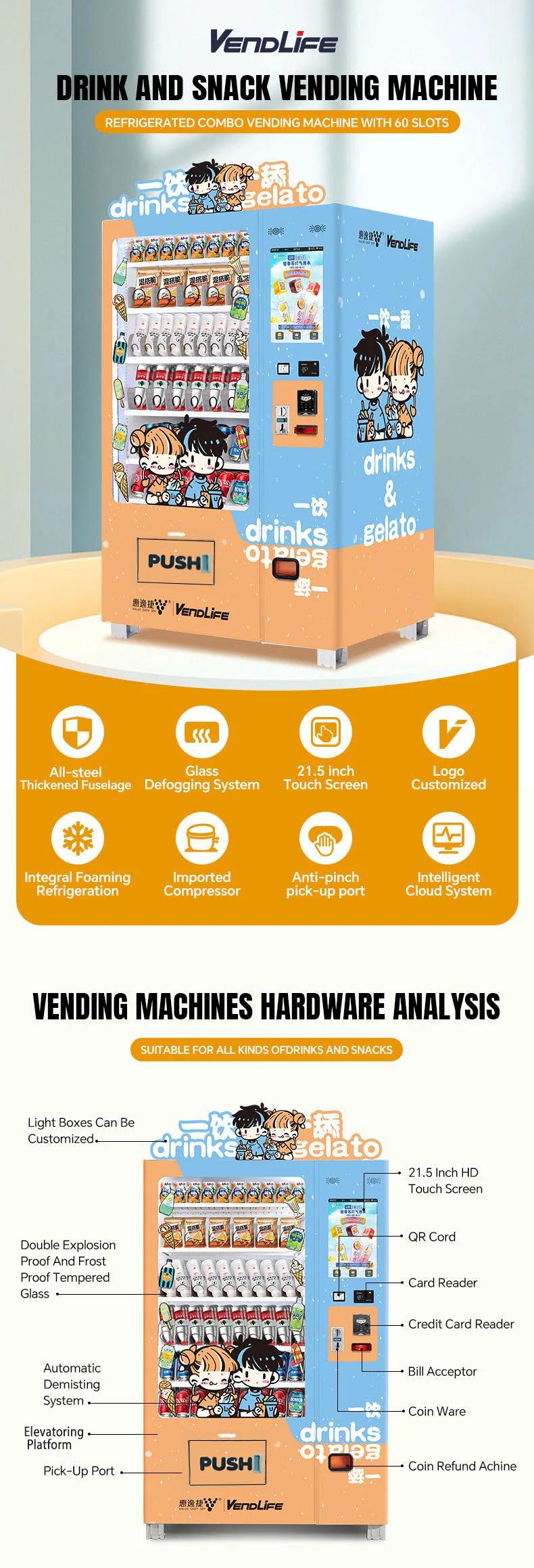 product new style  18  frozen food vending machines freeze pop popsicle ice cream vending machine for sale-1