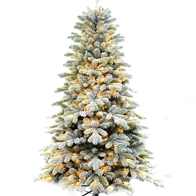 210 cm Schöner Weihnachtsbaum für die Feiertage, Weiß Beflockt, Künstlich mit Beleuchtung, Vorbeleuchteter Tannenbaum| Alibaba.com