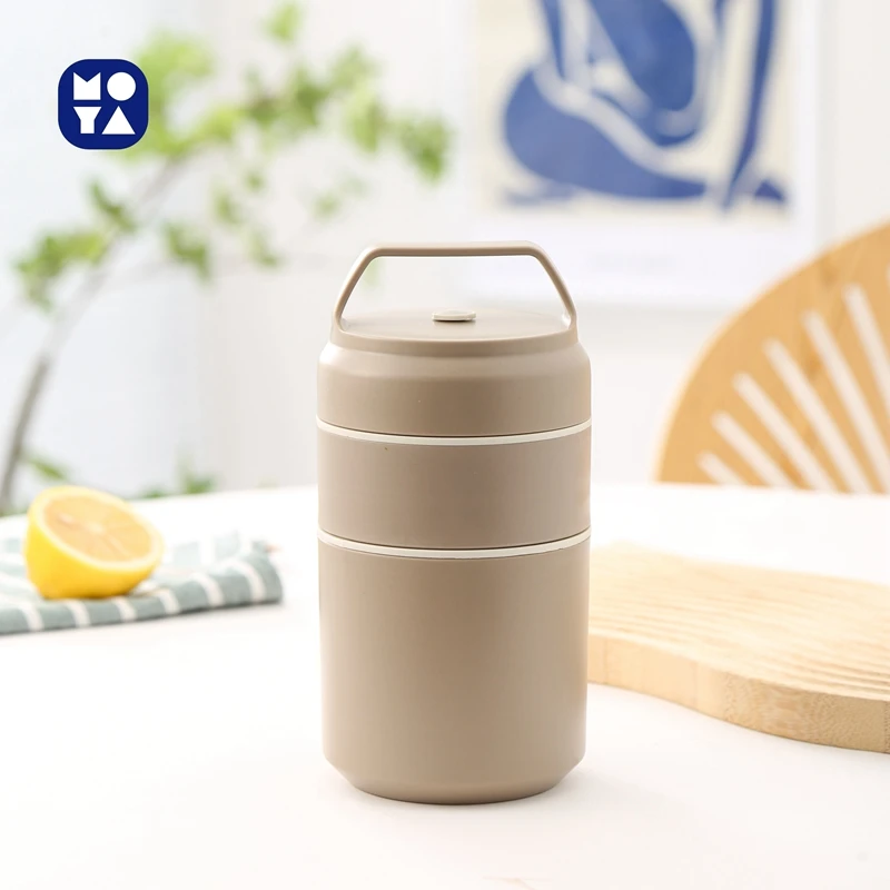 Japanese Style Portable Outdoor Lunch Box with Insulated Lifting Pot Handle Breakfast Cup Workers Heatable Food Container