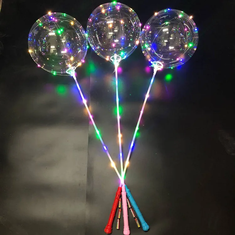 LED Bobo BalloonsTransparent LED Light up Balloons Helium Style Glow Bubble Balloons with String