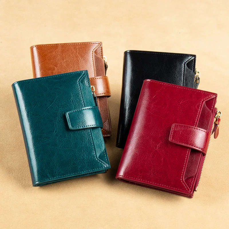 RFID Blocking Wallet For Women - Small Genuine Leather Bifold With ID Window, Card Slots, Coin Pocket