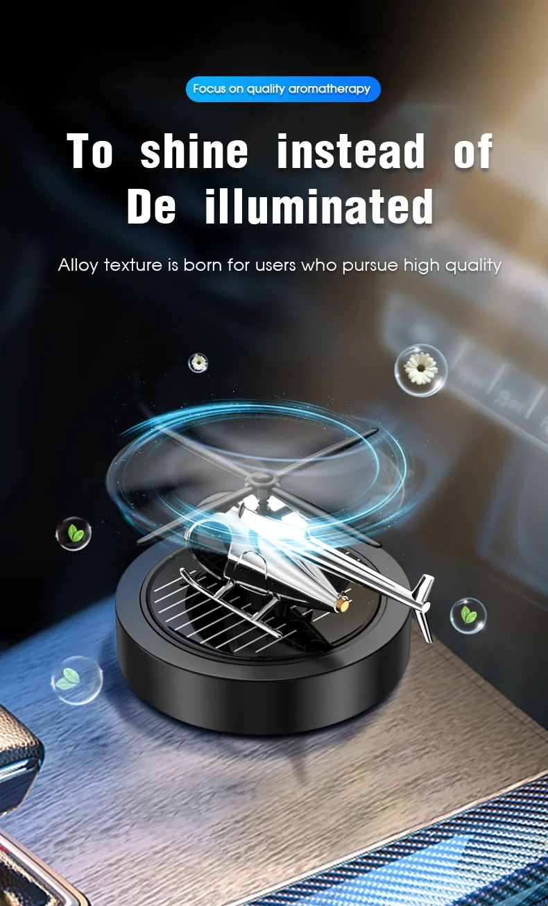 Solar Car Air Freshener Helicopter Fragrance Auto Flavoring Interior Accessories Propeller Rotating Perfume Diffuser Supplies
