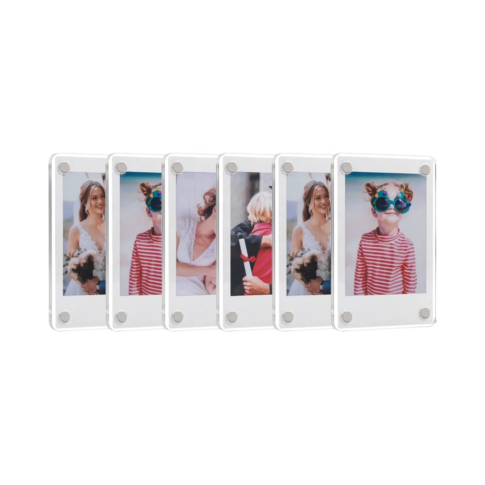 2.36 X 3.54 Inch Acrylic Fridge Magnetic Frame for Fujifilm Instax Mini, Double Sided Photo Refrigerator, Picture Display Frame