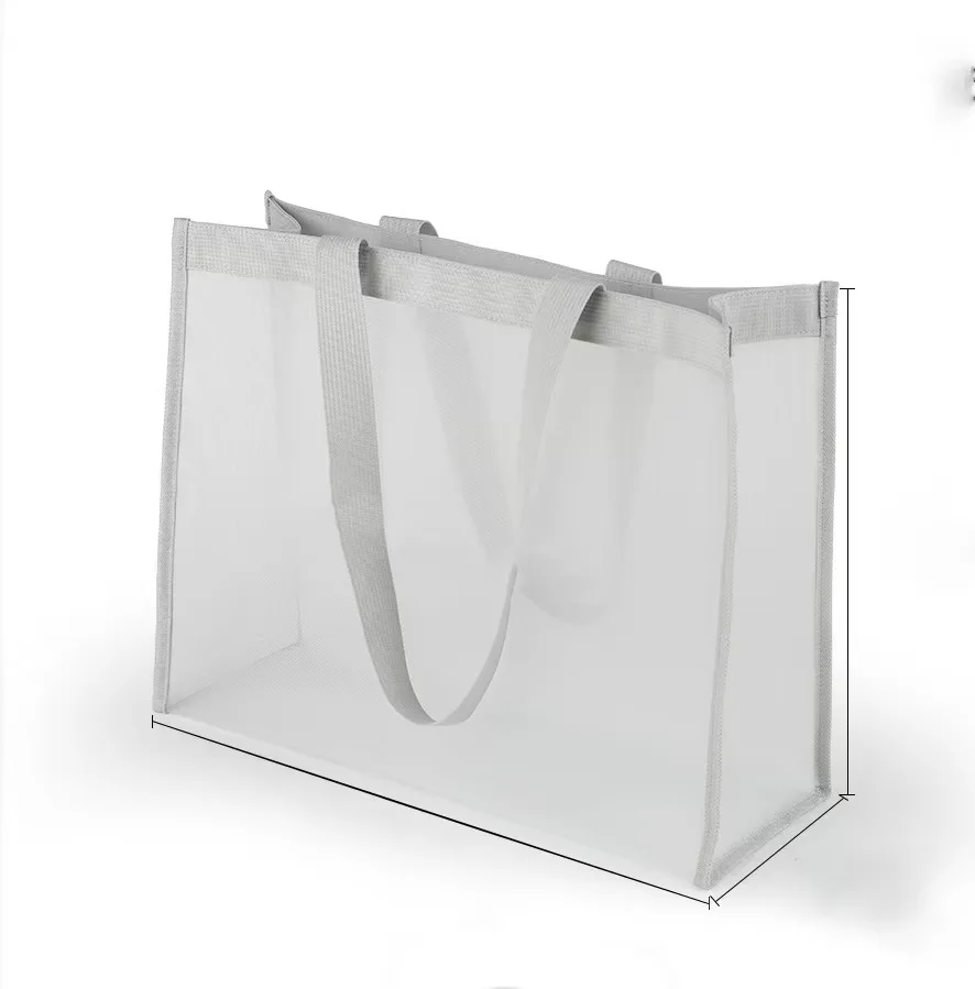 Custom Logo Fashion Screen Printed Large Mesh Tote Bag for Shopping Reusable Nylon Bag Wholesale Promotional Gifts preview 4