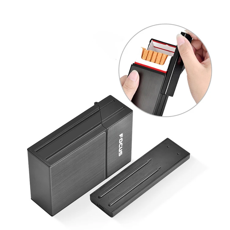 FOCUS 20 Pcs Cigarettes Men's Cigarette case Detachable Rechargeable Usb  Lighter