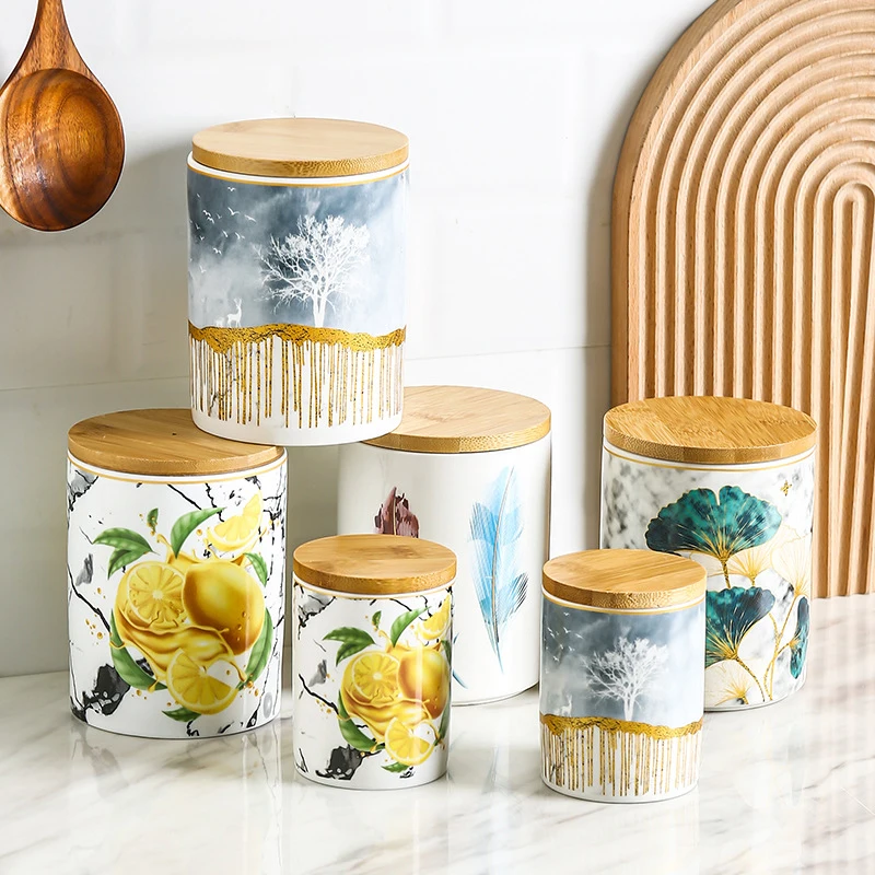 wholesale flower pattern kitchen storage jar