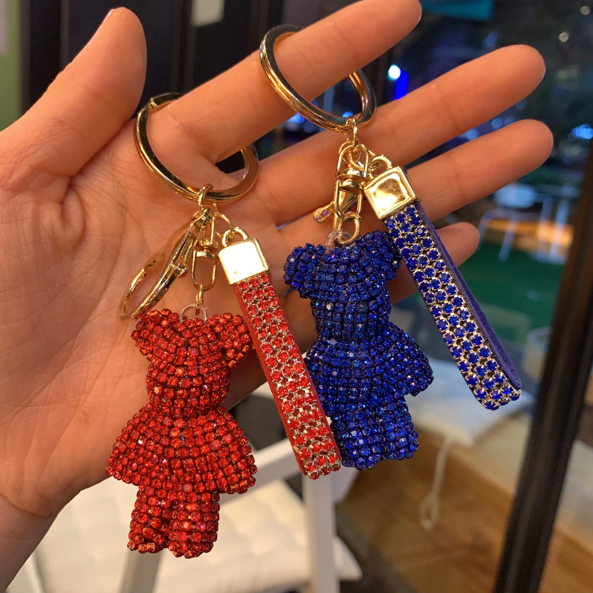 Cute Cartoon Diamond Bear Keychain Fashion Full Rhinestone Bear Doll ...