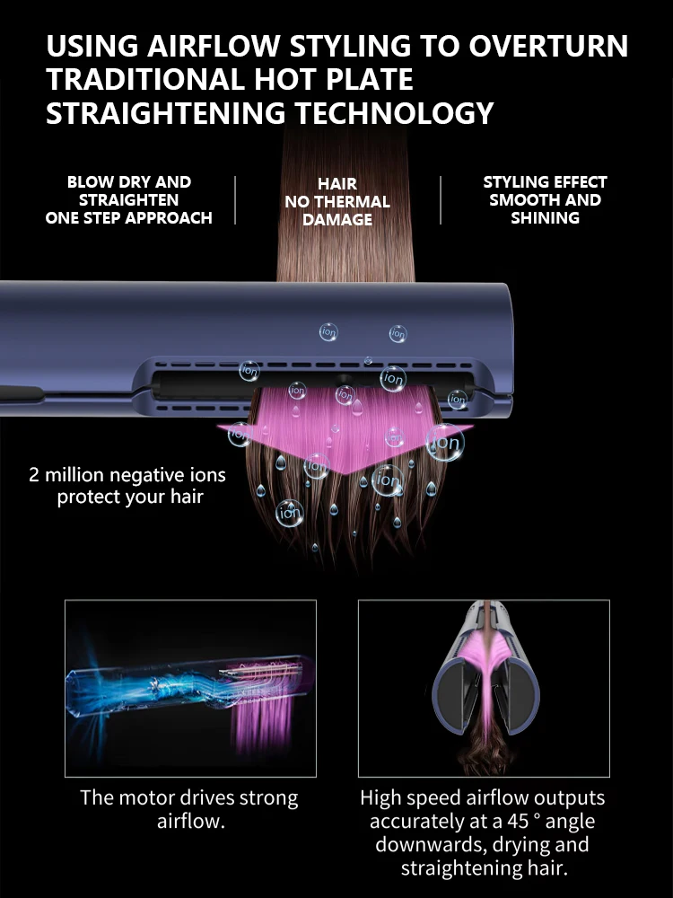 MESKY  Hair Dryer Straightener Wet to Dry Styler with LED Display Electric Hair Straightener Brush manufacture