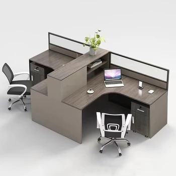 4 Seater Office Desk  l Shape Workstation Desk Office Furniture