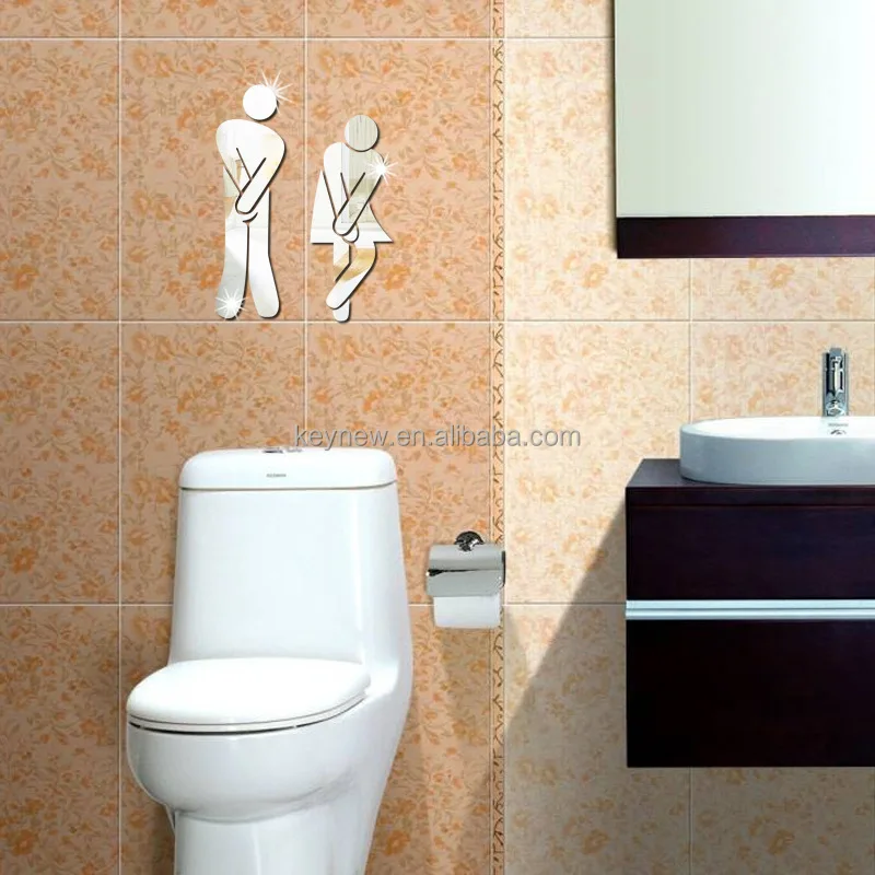 3d acrilico specchio da bagno adesivi donna e uomo segno toilette specchio  adesivo da parete casa hotel toilette porta segno adesivo specchio adesivo