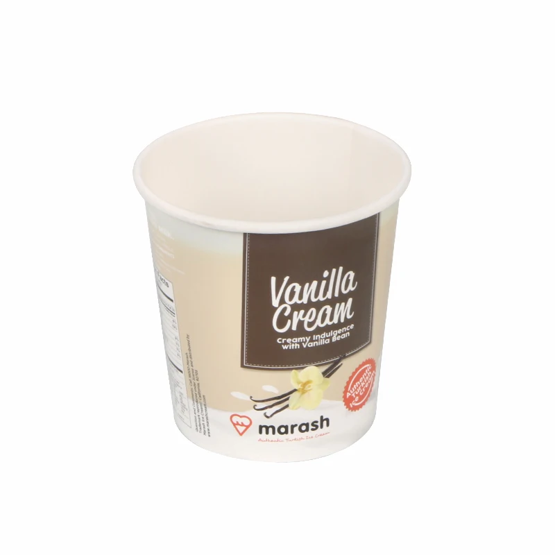 16oz disposable yogurt ice cream paper cup with plastic cover