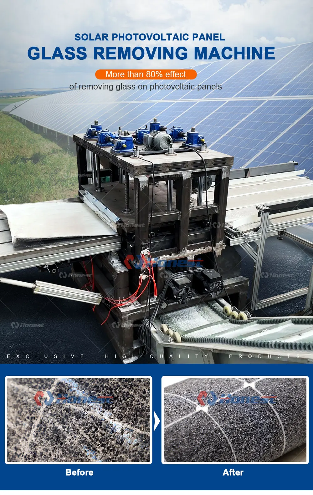 Full Automatic Solar Panel Cell Recycling Plant Solar Panels Glass