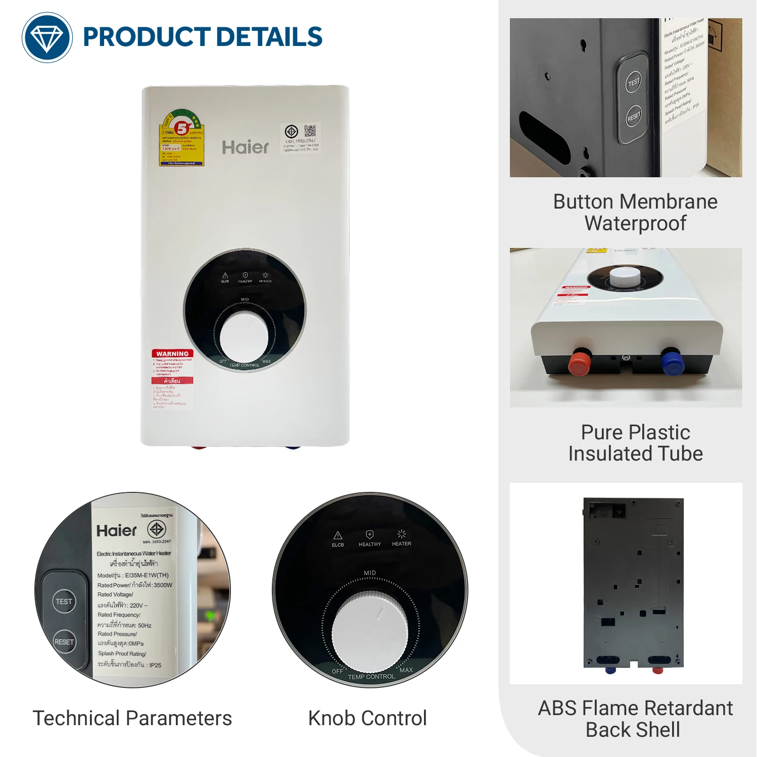 Haier Portable Water Heater Shower Tankless Instant Water Heater With  Pressure Pump for Whole House