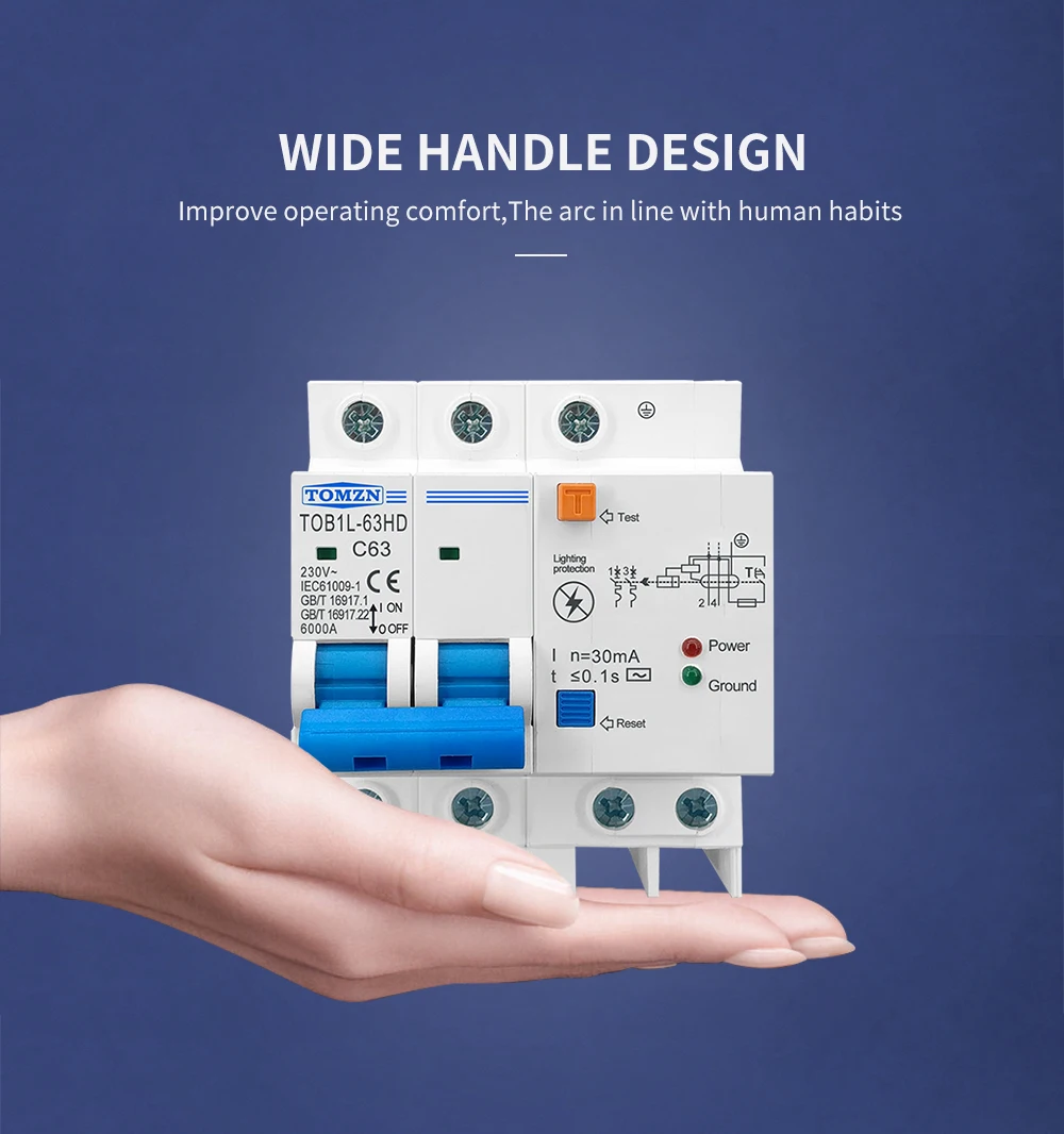 Main Switch Residual Current Circuit Breaker with Surge Protector RCBO MCB with Lightning protection SPD