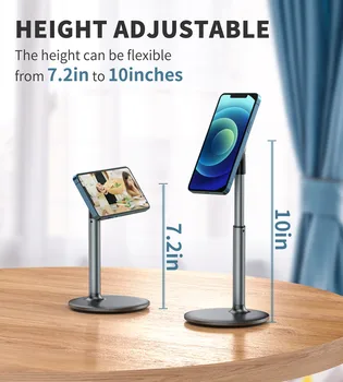 Desktop Cell Phone Stand 360 Rotation Magnetic Suction Stand Adjustable Angle Height Magnetic Phone Holder for Desk detail image