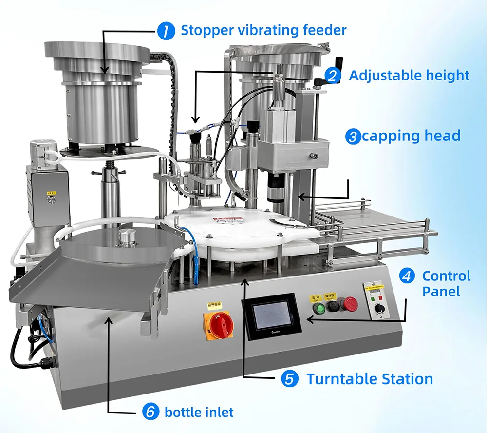 Laboratory Use Full Automatic Desktop Peristaltic Pump Small Volume 1ml-10ml Liquid Glass Vial Filling Crimping Capping Machine