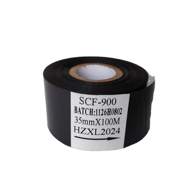 SCF900 35mm*100m Black Coding Machine Ribbon Suitable for HP241B HP241G HP501 Hot Coding Machine Carbon Ribbon Packaging Machine