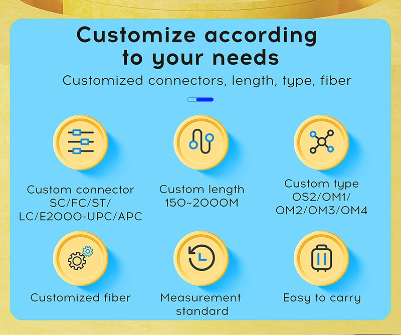 COMPTYCO AUA-20 SC/FC/ST/LC-UPC/APC OTDR Test extension line Customized length/Type/Connector SM MM OTDR Launch Cable Box manufacture