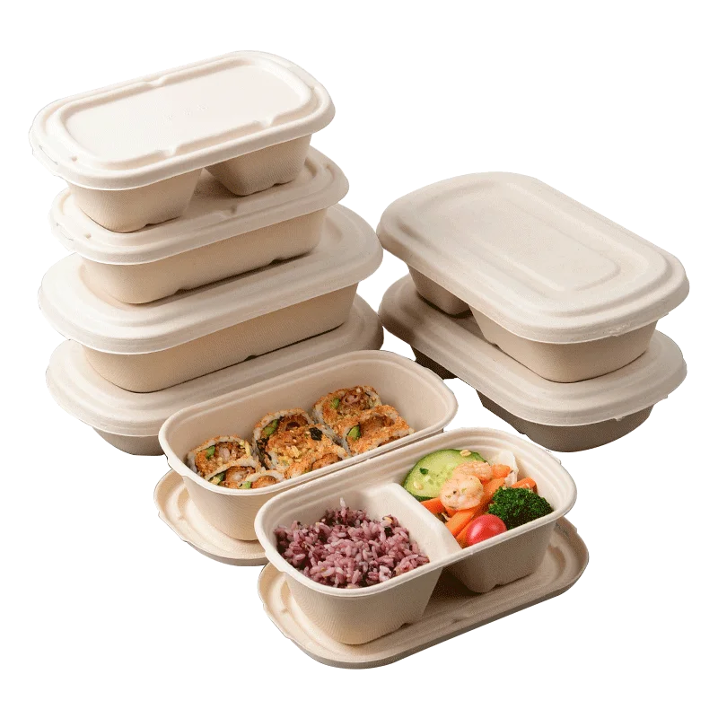 Eco Food Packaging Boxes Biodegradable 850ml White Lunch Boxes With Lid ...