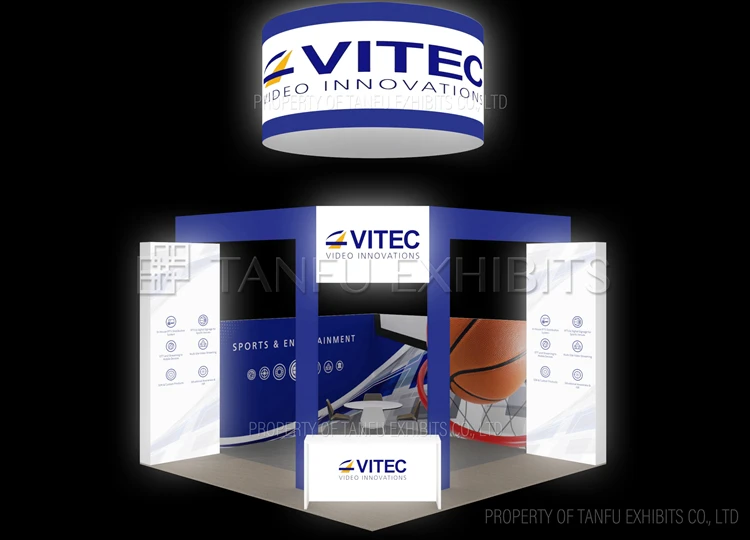 6m Island Tradeshow Booth With Round Hanging Banner