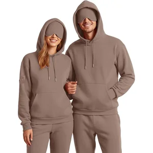 Custom logo Relaxed Fit Neutral Modal Soft Hand feel Travel Sleep Lounge Hoodie Set Hooded Sleepwear Pullover with Eye Mask