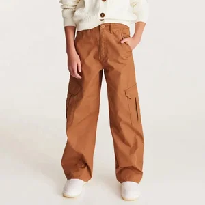 Streetwear Straight Multi Pocket 100% Cotton Wide Trousers Pants Oversized Cargo Pants