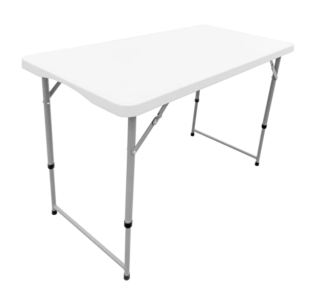 4ft white Rectangular Folding Outdoor Table Plastic Outdoor Pation Folding  Chairs Small Plastic Table Height adjustable