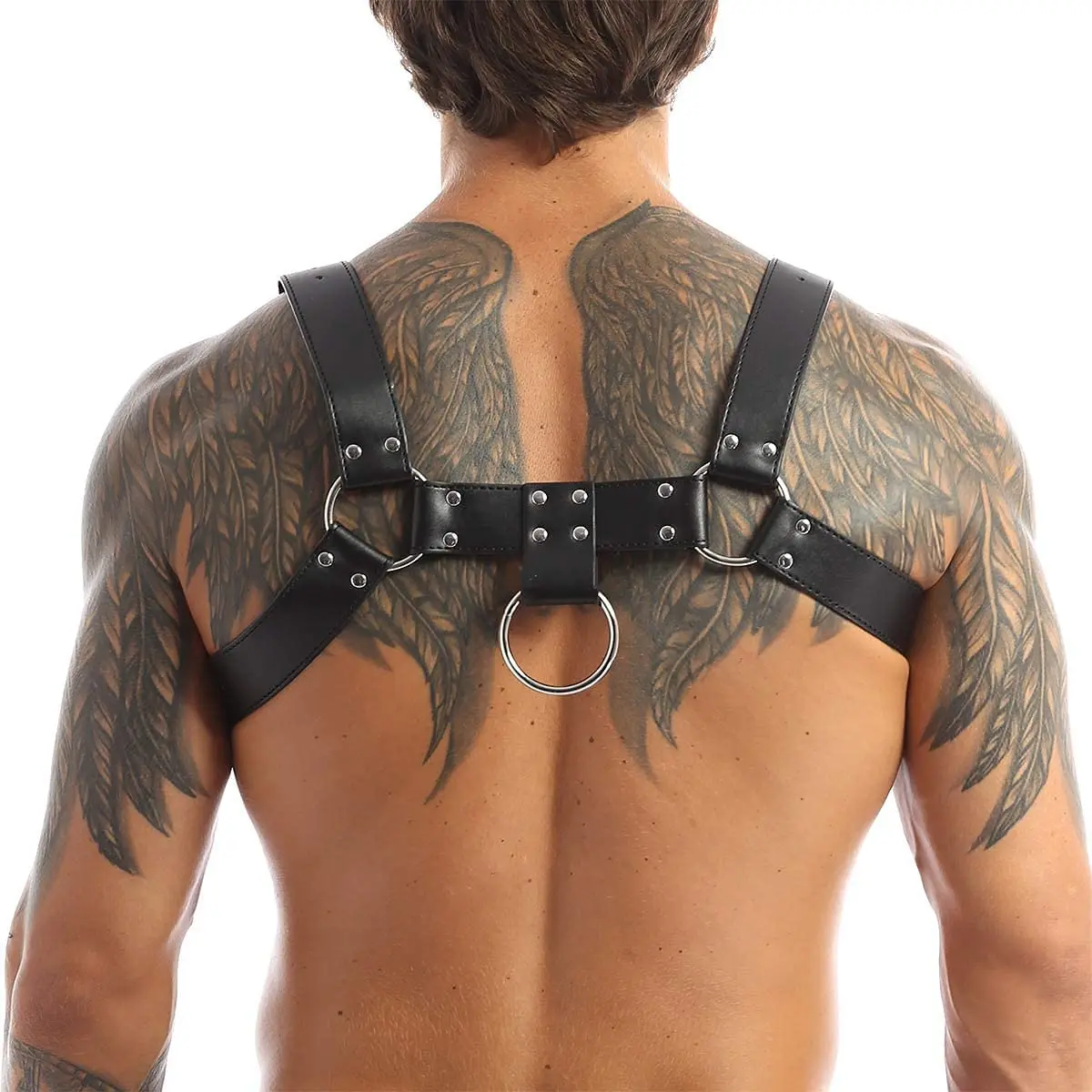 Pinwe Men's Leather Chest Body Harness Belt Adjustable Buckle Straps Club  Wear Costume(Ba001) at  Men's Clothing store