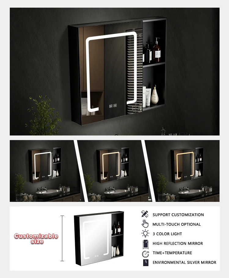 product hot selling water resistant led aluminum medicine bathroom vanity cabinet wall mounted mirror cabinet for hotel apartment-4