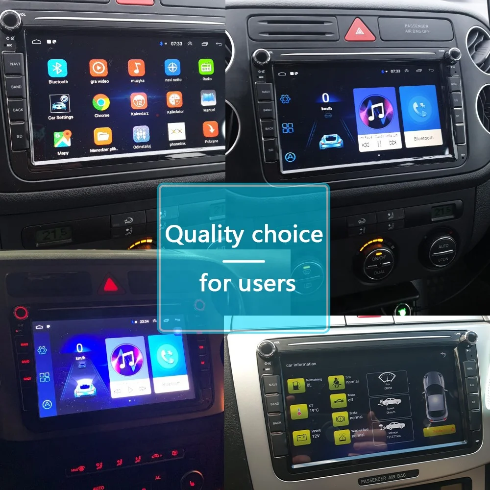8 Inch Android 9.1 Autoradio 2 Din Car Radio Stereo Gps Wifi Bt Fm for VW PASSAT POLO GOLF 5 6