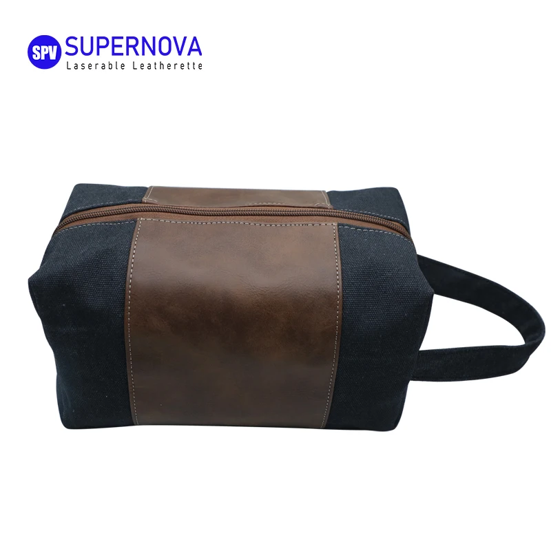 Personalized Pu Leather Canvas Dopp Kit Makeup Waterproof Cosmetic Bags Custom Blank Laserable Leatherette Travel Toiletry Bag